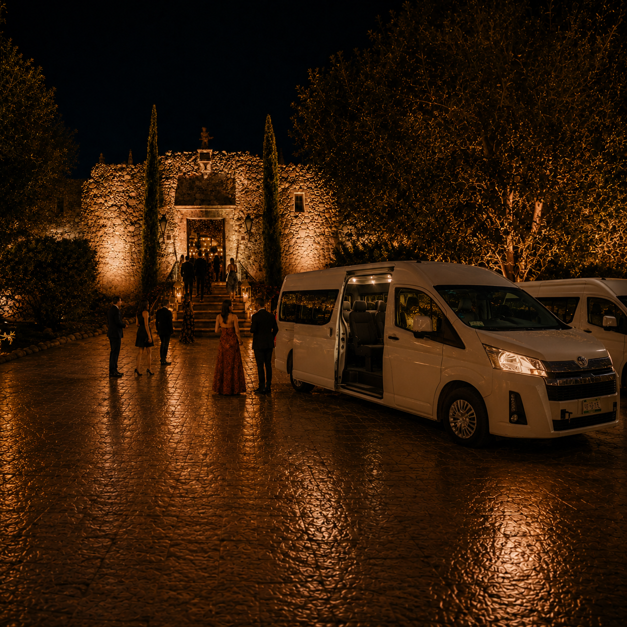 Logística de transporte para boda con invitados y vehículos privados en San Miguel de Allende